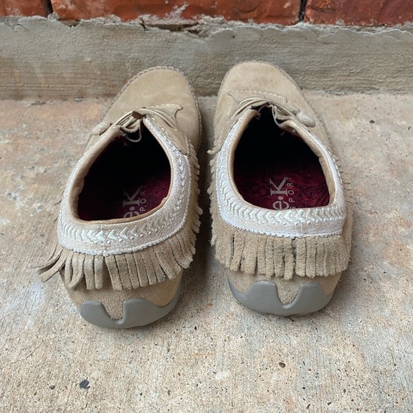 Michelle Womens 10 Beige Nude Mocassin Loafers Boho Southwestern - Picture 7 of 9